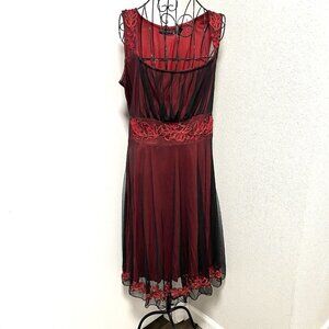 DIVA DOLLY Dress Dark Romantic Whimsical Witchygoth Black Mesh Over Red …